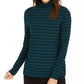 Charter Club Women's Striped Turtleneck Top Dark Green Size X-Large
