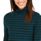 Charter Club Women's Striped Turtleneck Top Dark Green Size X-Large