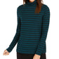 Charter Club Women's Striped Turtleneck Top Dark Green Size XX-Large