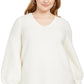 Alfani Women's Ottoman Stitch Sweater Natural Size 2X