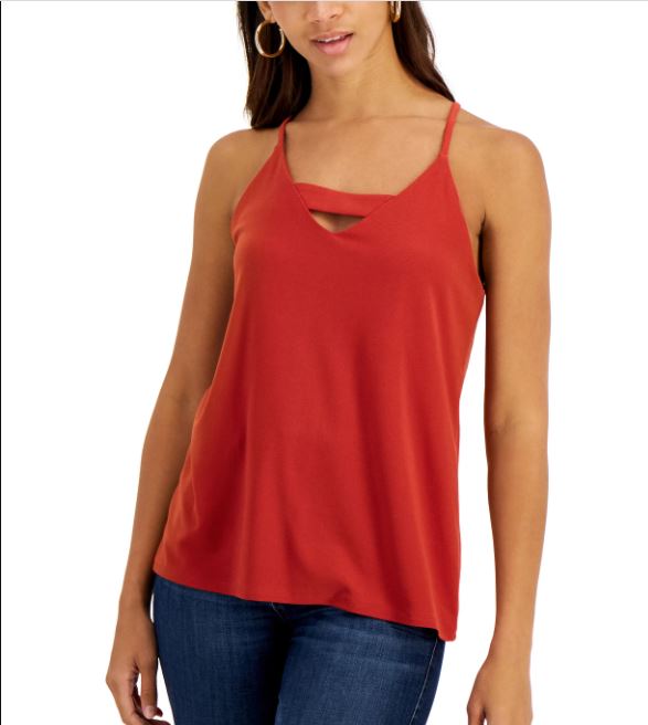 Bar III Women's Zip Back Halter Top Red Size Small