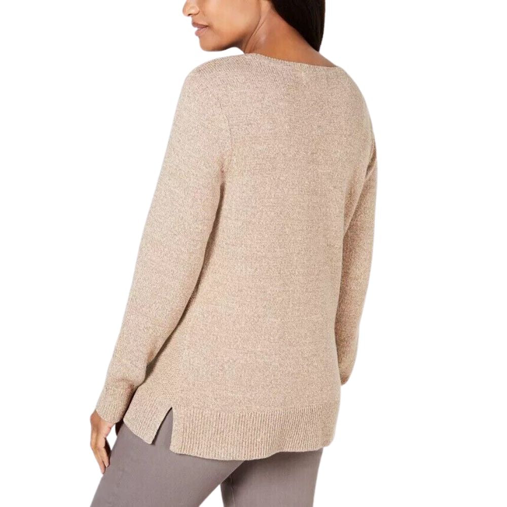 Karen Scott Women's Cable-Knit Panel Sweater Brown Size X-Large
