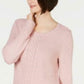 Karen Scott Women's Cable-Knit Panel Sweater Pink Size Medium