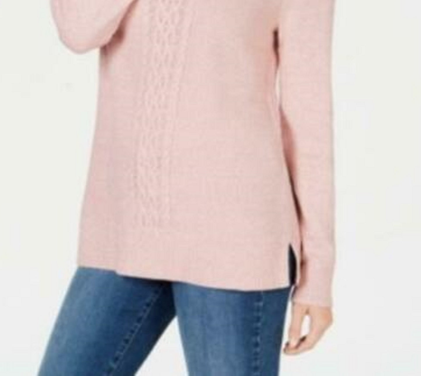 Karen Scott Women's Cable-Knit Panel Sweater Pink Size Medium
