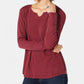 Style & Co Women's Split-Neck Cotton Thermal Top Red Size Extra Small