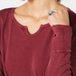 Style & Co Women's Split-Neck Cotton Thermal Top Red Size Extra Small
