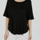 Alfani Women's Scoop-Neck Batwing-Sleeve Top Black Size Large