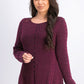 Style & Co Women's Scalloped Hem Ribbed Knit Sweater Dark Red Size Medium