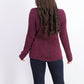 Style & Co Women's Scalloped Hem Ribbed Knit Sweater Dark Red Size Medium