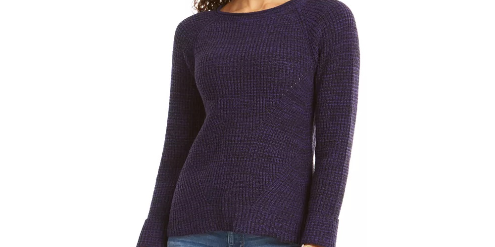 Style & Co Women's Crewneck Marled Sweater Med Purple Size XX Large