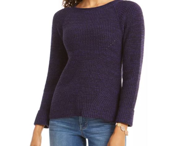 Style & Co Women's Crewneck Marled Sweater Med Purple Size XX Large