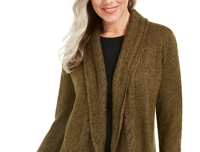 Karen Scott Women's Shawl-Collar Cardigan Green Size Small