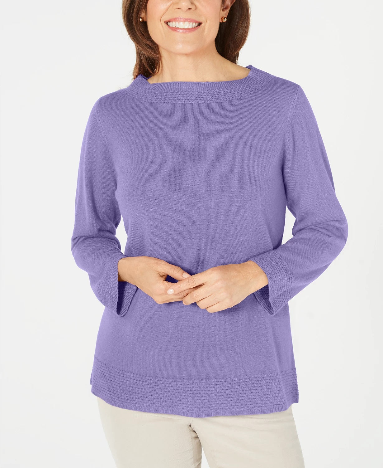 Karen Scott Women's Boatneck Sweater Purple Size Petite Medium