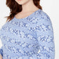 Karen Scott Women's Printed Scoop Neck Top Blue Size Small