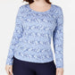 Karen Scott Women's Printed Scoop Neck Top Blue Size Small