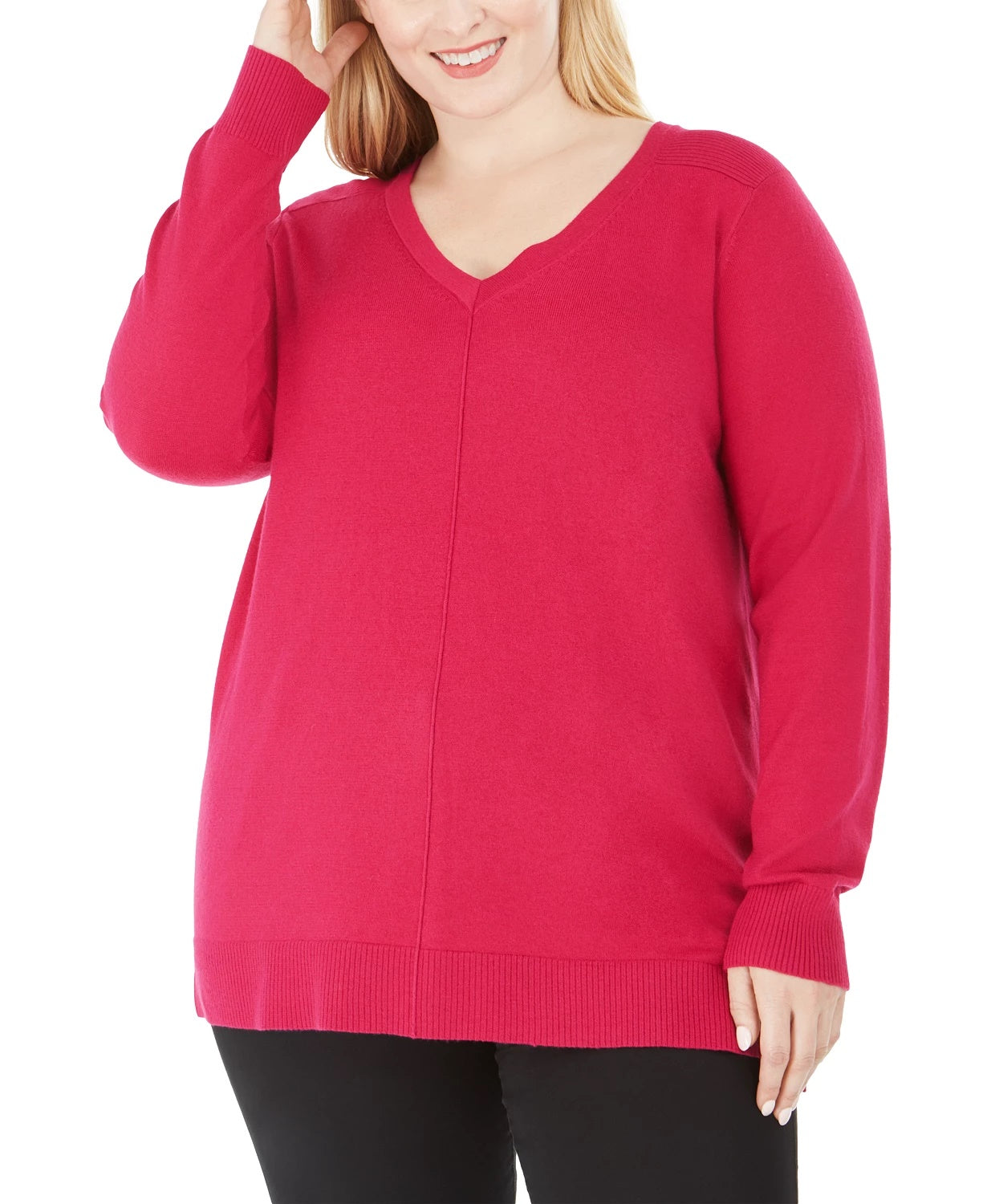 Karen Scott Women's V Neck Sweater Blue Size 1X