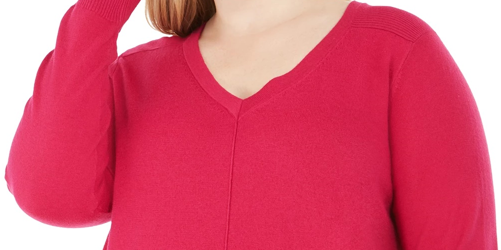 Karen Scott Women's V Neck Sweater Blue Size 1X