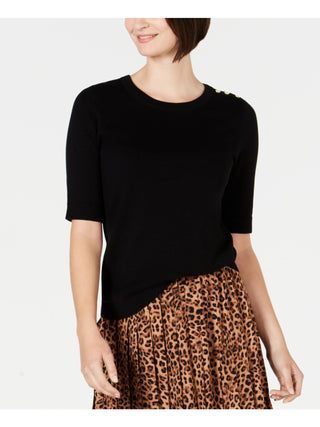 Charter Club Women's Button-Shoulder Sweater Black Size Medium