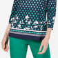 Charter Club Women's Printed Boat-Neck Top Blue Size XX-Large