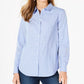 Charter Club Women's Cotton Printed Button-Front Top Turq/Aqua Size 8