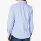 Charter Club Women's Cotton Printed Button-Front Top Turq/Aqua Size 8