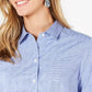 Charter Club Women's Cotton Printed Button-Front Top Turq/Aqua Size 8