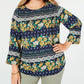 Charter Club Women's Plus Size Mixed-Print Top Blue Size 2X