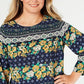 Charter Club Women's Plus Size Mixed-Print Top Blue Size 2X