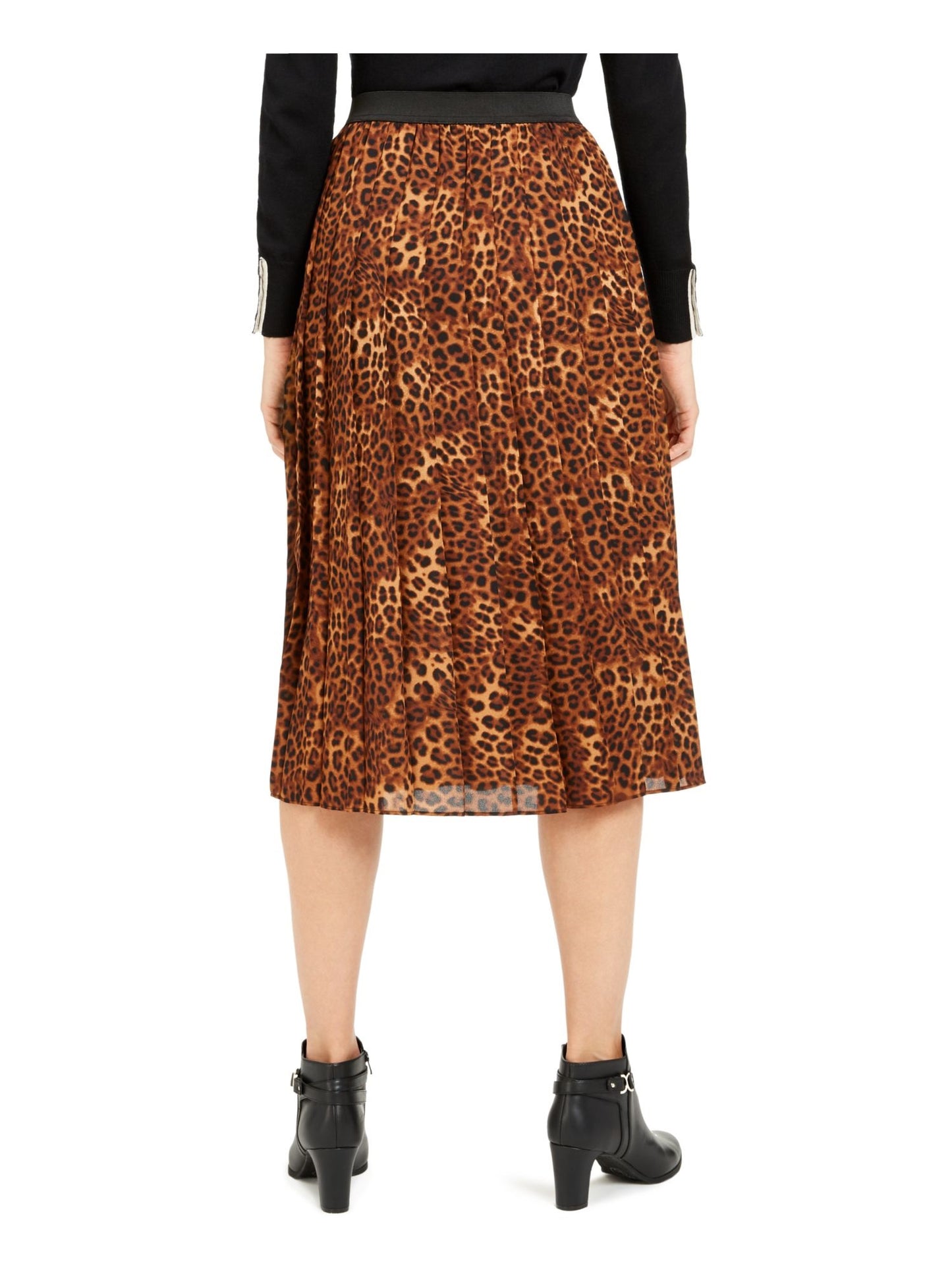 Charter Club Women's Animal Print Pleated Skirt Beige Size Small