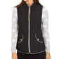 Charter Club Women's Quilted Stand-Collar Vest Black Size Small