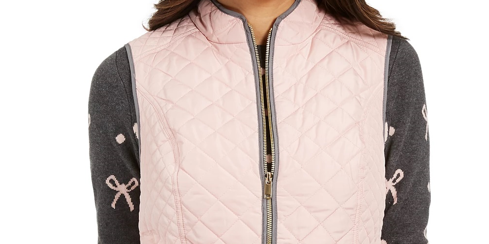 Charter Club Women's Quilted Stand Collar Vest Pink Size XX-Large