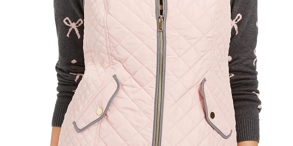 Charter Club Women's Quilted Stand Collar Vest Pink Size XX-Large