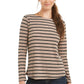 Charter Club Women's Heather Long Sleeve Top Dark Beige Size X-Large