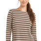 Charter Club Women's Heather Long Sleeve Top Dark Beige Size X-Large