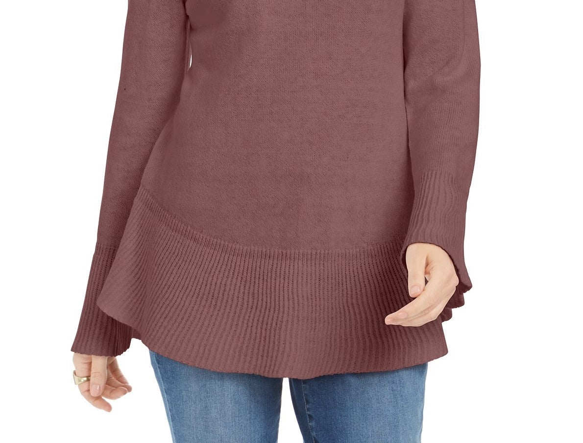Style & Co Women's Ruffle Hem Knit Sweater Med Purple Size Large