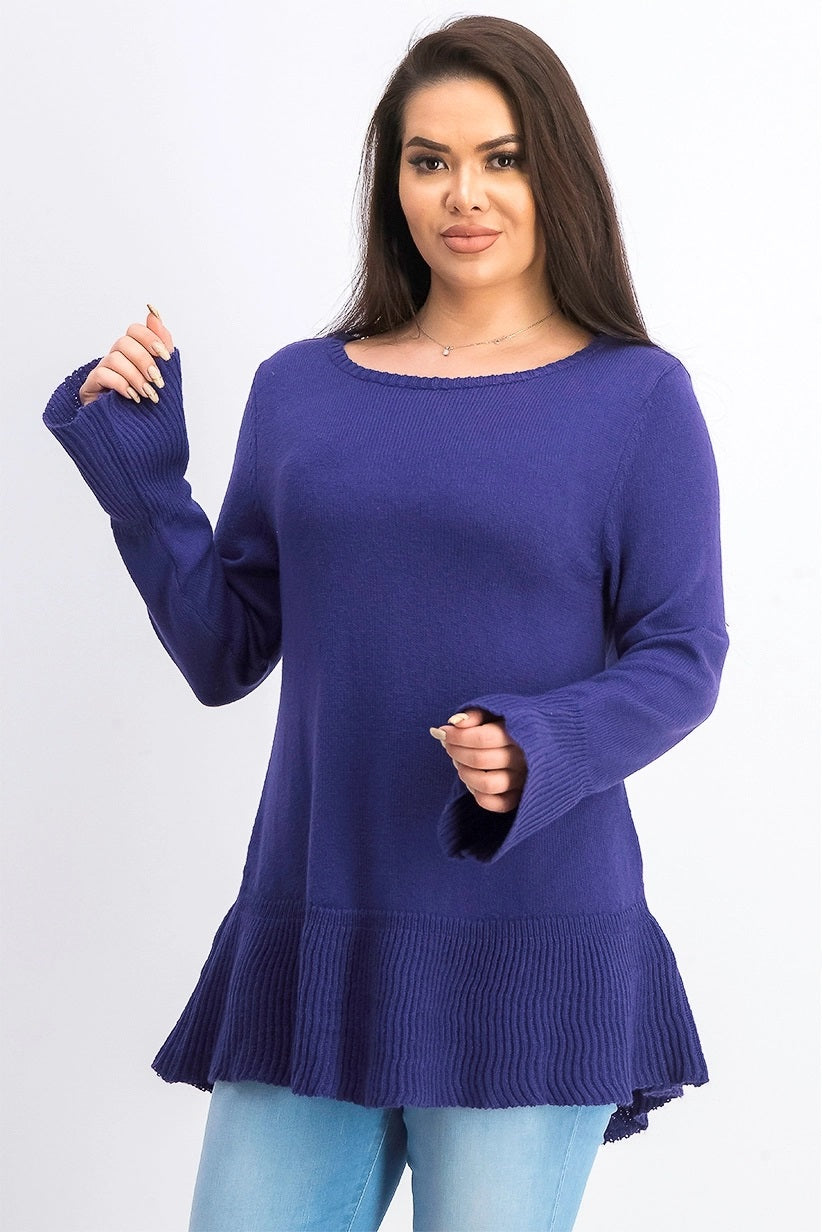 Style & Co Women's Ruffle Hem Knit Sweater Med Purple Size X-Small
