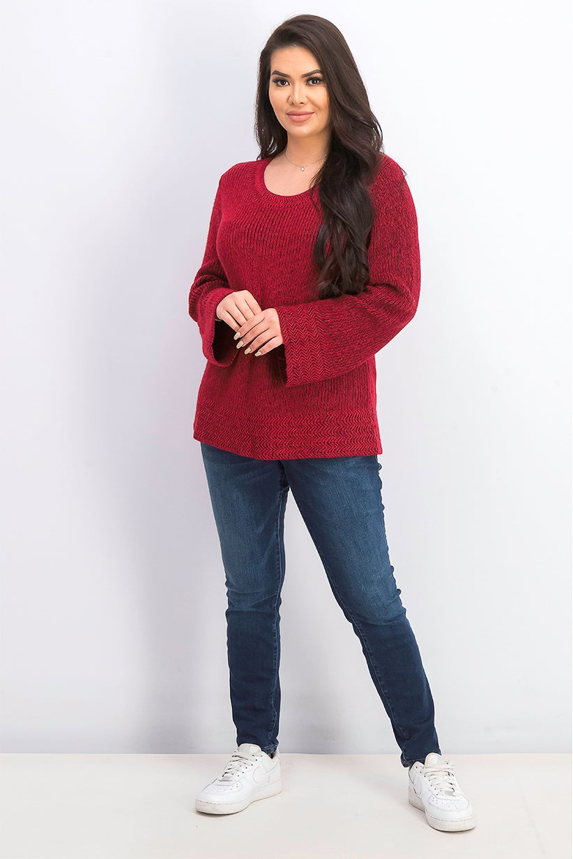 Style & Co Women's Boxy Knit Pullover Sweater Red Size Small