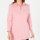 Karen Scott Women's Cotton Half-Zip Mock-Neck Top Dark Pink Size Small