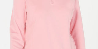 Karen Scott Women's Cotton Half-Zip Mock-Neck Top Dark Pink Size Small