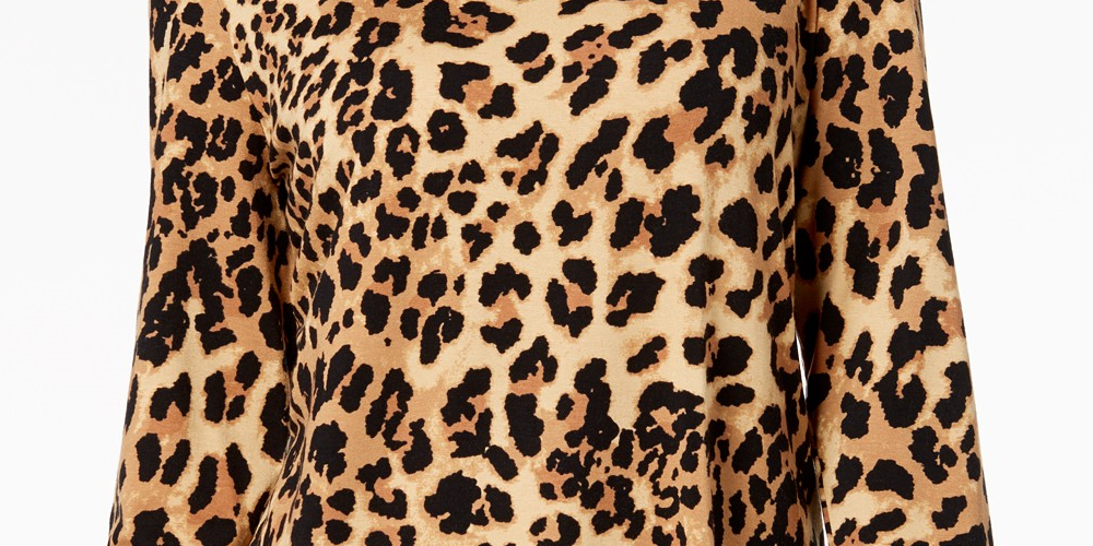 JM Collection Women's 3/4-Sleeve Printed Top Brown Size Medium
