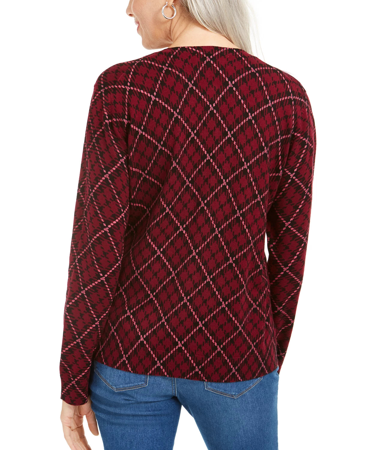 Karen Scott Women's Holiday Plaid Print Cardigan Red Size X-Large