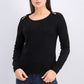 Karen Scott Women's Button Shoulder Sweater Black Size Medium