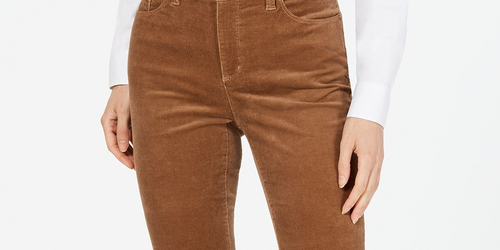 Charter Club Women's Lexington Corduroy Tummy-Control Pants Dark Brown Size 18