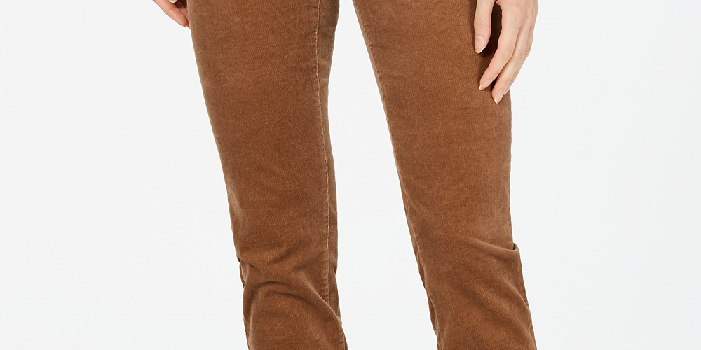 Charter Club Women's Lexington Corduroy Tummy-Control Pants Dark Brown Size 18