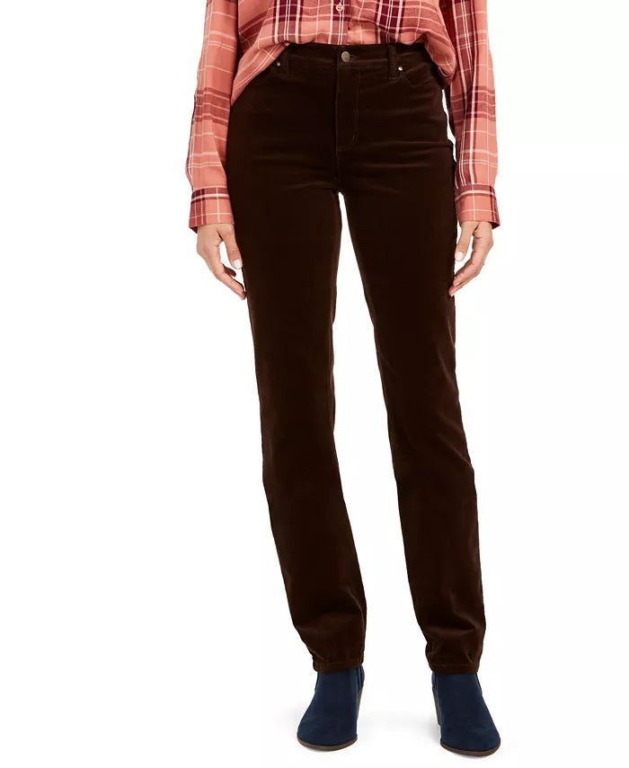 Charter Club Women's Petite Lexington Straight-Leg Corduroy Pants Bright Red Size 8