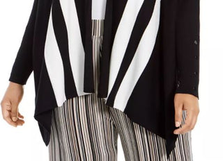 Alfani Women's Plus Striped Open Front Cardigan Black Size 3X