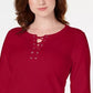 Karen Scott Women's Sport Lace-Up Sweatshirt Bright Red Size Extra Small