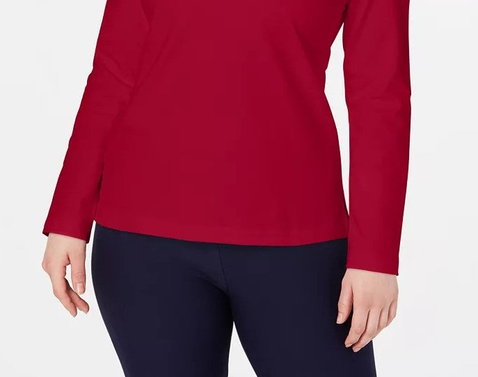 Karen Scott Women's Sport Lace-Up Sweatshirt Bright Red Size Extra Small
