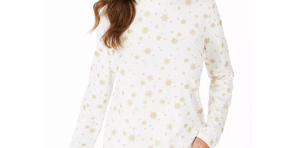 Karen Scott Women's Snowy Glory Mock Neck Top White Size Large
