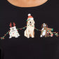 Karen Scott Women's Embroidered Holiday Dog Shirt Black Size Small